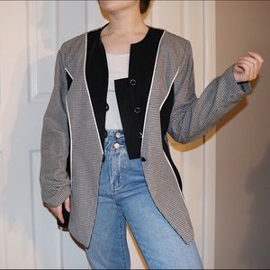 Vintage Black & White Houndstooth Blazer